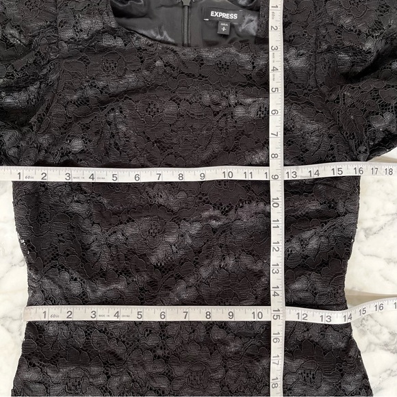 Express Lace Puff Sleeve Fit And Flare Dress Black Size Small - Picture 7 of 12